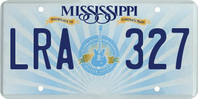MS license plate LRA327