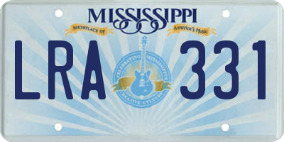 MS license plate LRA331