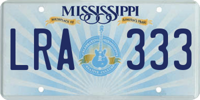 MS license plate LRA333