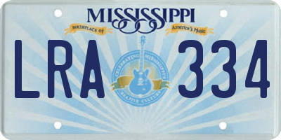 MS license plate LRA334