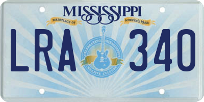 MS license plate LRA340