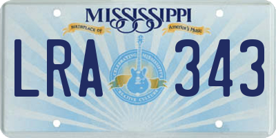 MS license plate LRA343