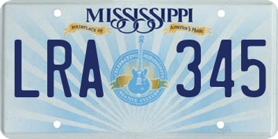 MS license plate LRA345