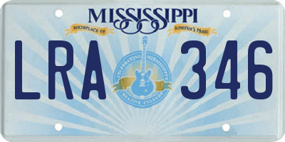MS license plate LRA346