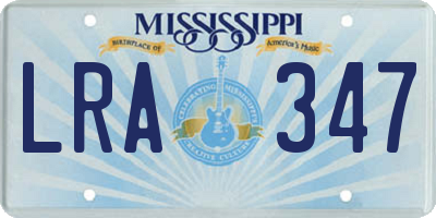 MS license plate LRA347