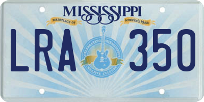 MS license plate LRA350