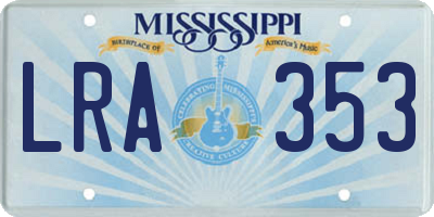 MS license plate LRA353