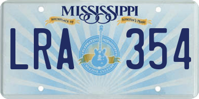 MS license plate LRA354