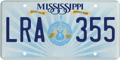 MS license plate LRA355