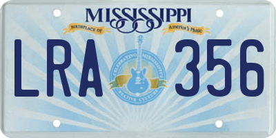 MS license plate LRA356