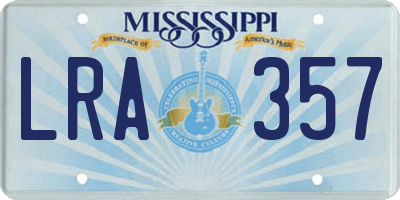 MS license plate LRA357