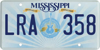 MS license plate LRA358