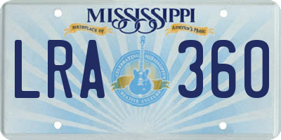 MS license plate LRA360