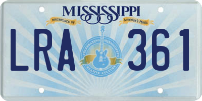 MS license plate LRA361