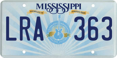 MS license plate LRA363