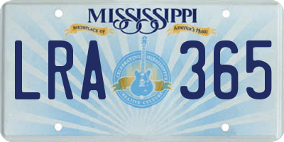 MS license plate LRA365
