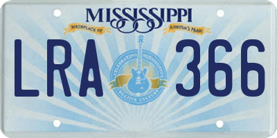 MS license plate LRA366
