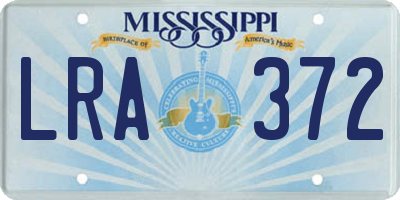 MS license plate LRA372