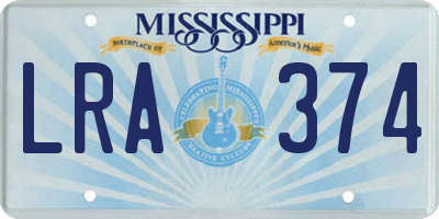 MS license plate LRA374