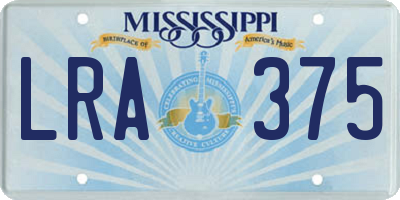 MS license plate LRA375