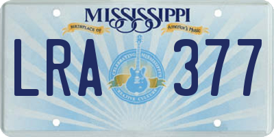 MS license plate LRA377