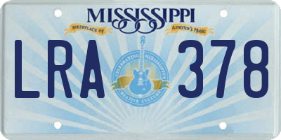 MS license plate LRA378