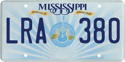MS license plate LRA380
