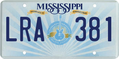 MS license plate LRA381