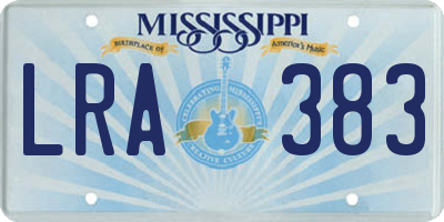 MS license plate LRA383