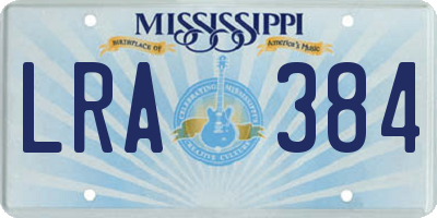 MS license plate LRA384