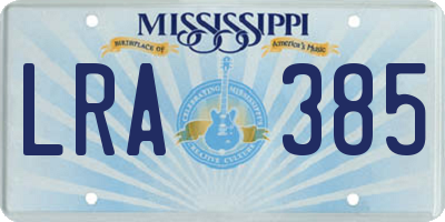 MS license plate LRA385