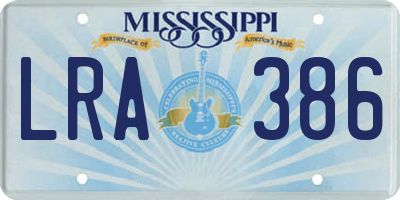 MS license plate LRA386