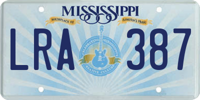 MS license plate LRA387