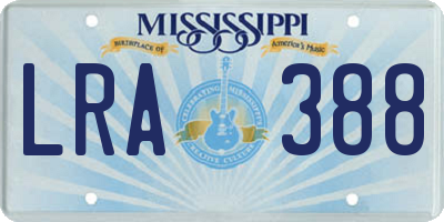 MS license plate LRA388