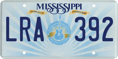 MS license plate LRA392