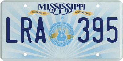 MS license plate LRA395