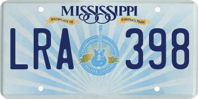 MS license plate LRA398
