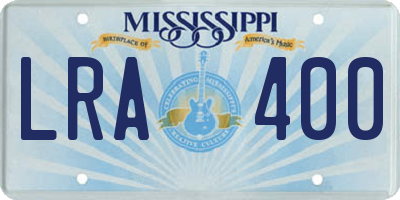 MS license plate LRA400