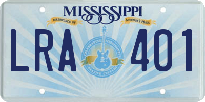 MS license plate LRA401