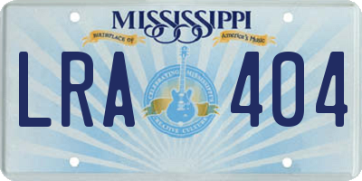 MS license plate LRA404