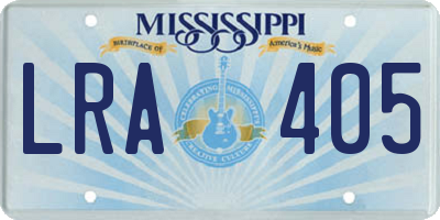 MS license plate LRA405