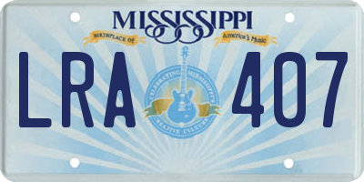 MS license plate LRA407