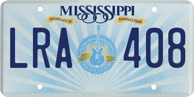 MS license plate LRA408