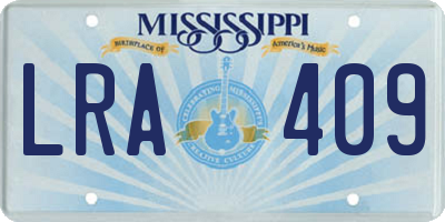 MS license plate LRA409