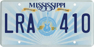 MS license plate LRA410