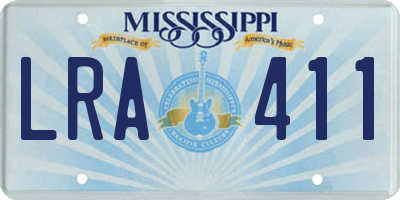 MS license plate LRA411