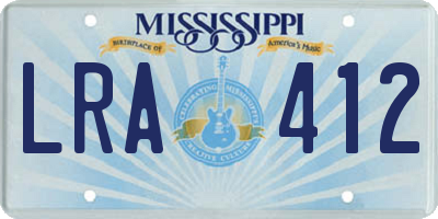 MS license plate LRA412