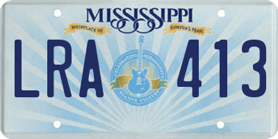 MS license plate LRA413