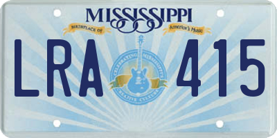 MS license plate LRA415