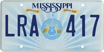MS license plate LRA417